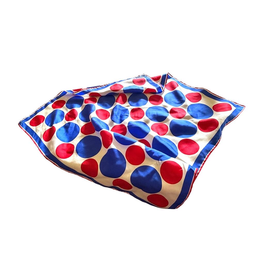 Vera Vintage Hand-Rolled Silk Patriotic Polka Dot Scarf - Picture 5 of 5